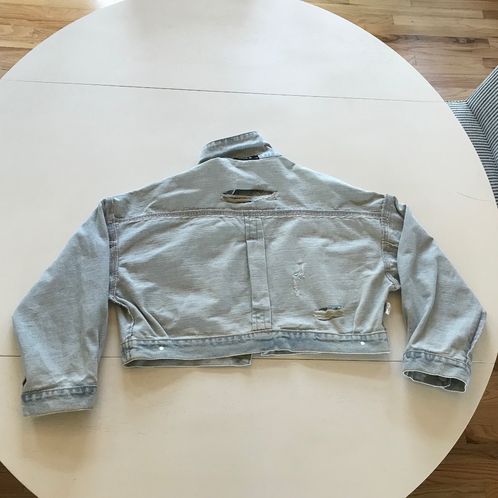 BLUE B. BUCKLE RHINESTONE FRINGE DENIM JACKET S/M LIGHT WASH CONCERT WESTERN - Picture 13 of 13